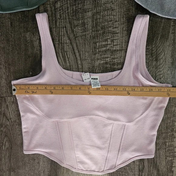 NWT Victoria Secret PINK Corset Tank Bundle Of #3! Green, Gray & Pink Size XXL - Picture 7 of 7